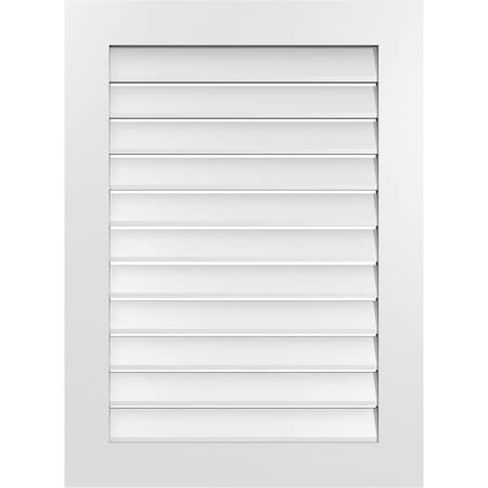Ekena Millwork Vertical Surface Mount PVC Gable Vent: Functional, w/ 3-1/2"W x 1"P Standard Frame, 28"W x 38"H GVPVE28X3801SF